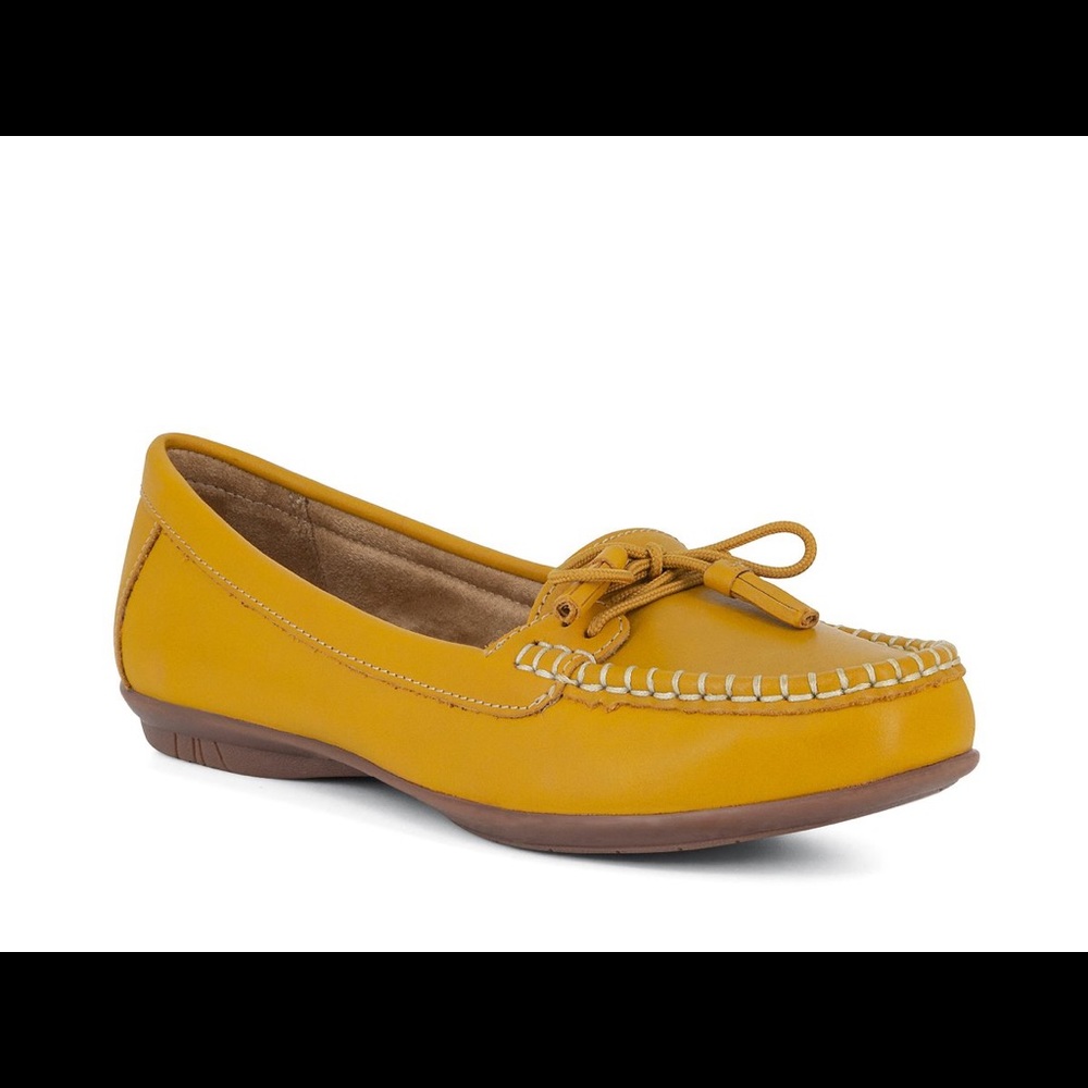Hotter New Honiton Mustard Yellow Leather Moccasin